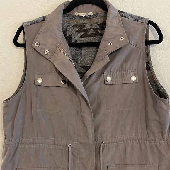 Entro Women Utility Vest Medium Tan Wool Blend Cloth Back Gorpcore Bohemian - Picture 6 of 13